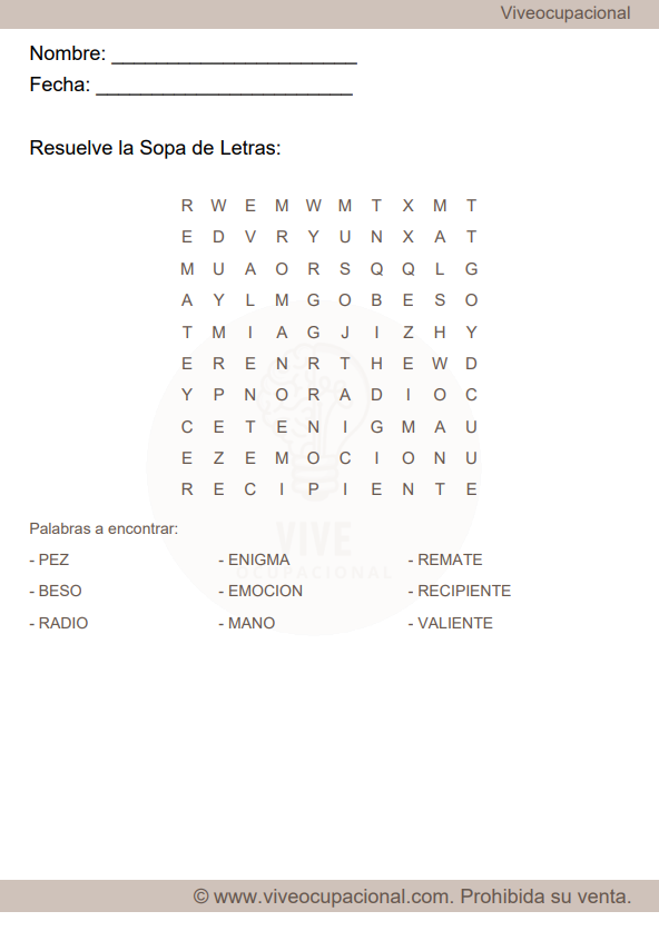Una cautivadora actividad de búsqueda de palabras, ideal para quienes disfrutan de las sopas de letras.
